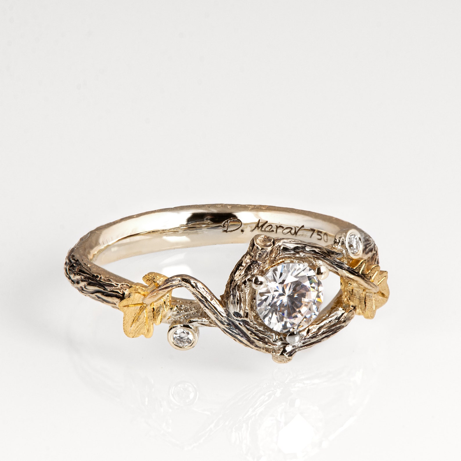 Twig and Leaf Engagement Ring Twig Engagement Ring Two Tone - Etsy