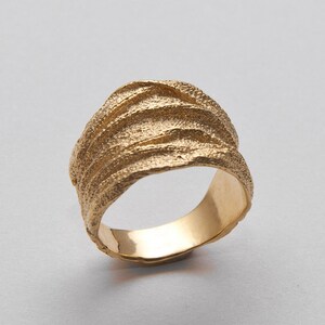 Wide Wedding Band, 14k Gold Ring, Wedding Ring, Wedding Band, rough ring, textured ring, unique ring image 2