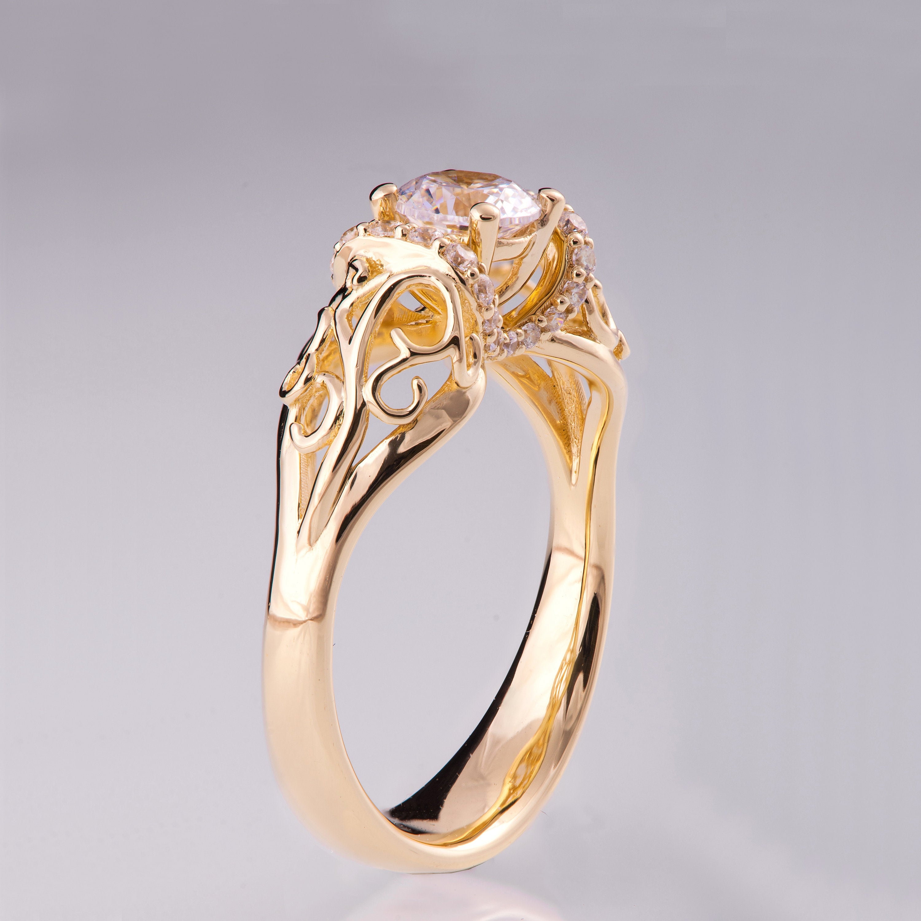 Vintage Engagement Ring, Antique engagement ring, Art Nouveau ring, engagement ring, Filigree engagement ring