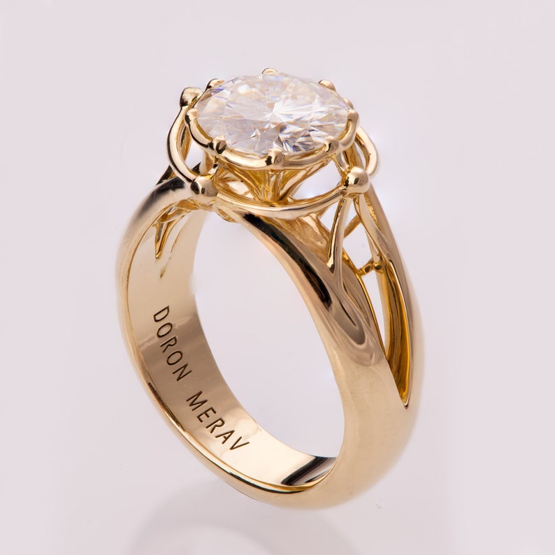 Large Moissanite Ring Statement Ring 3ct Ring Engagement Etsy