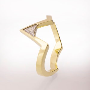 V Ring, Triangle Diamond Ring, Chevron Ring, Art Deco Engagement Ring, Geometric Ring, Diamond V Ring, Triangle ring, Chevron Ring, image 3