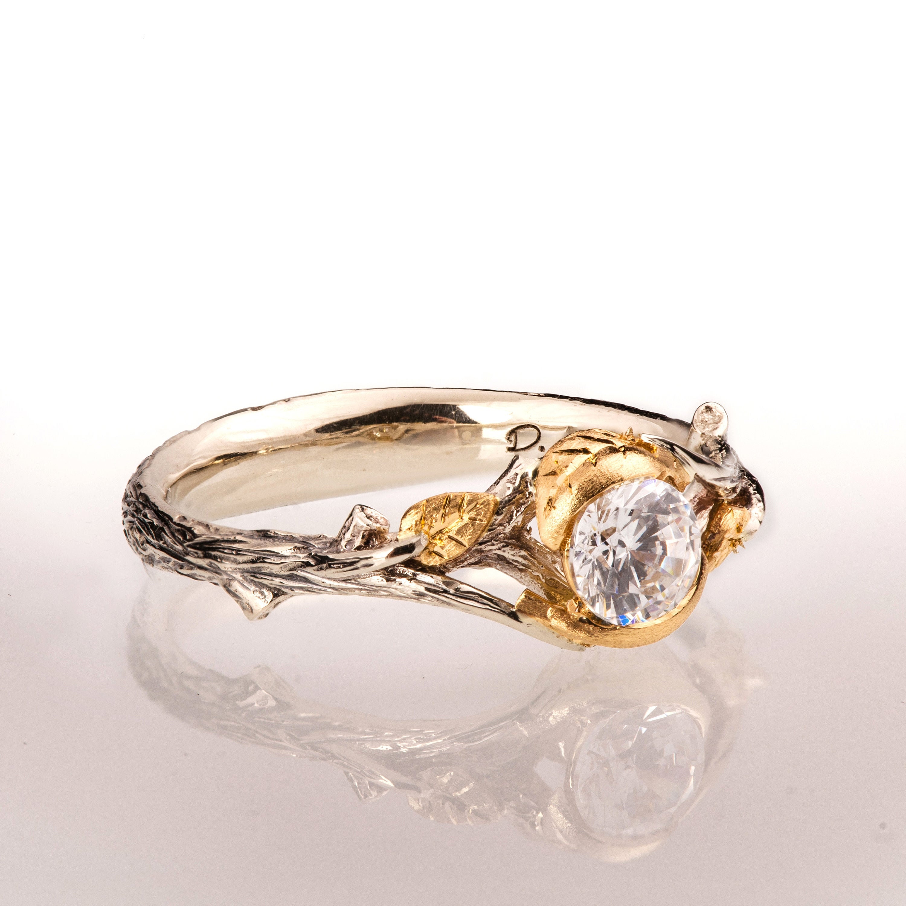 Twig and Leaf Engagement Ring Twig Engagement Ring Two Tone | Etsy