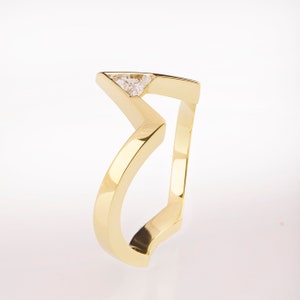 V Ring, Triangle Diamond Ring, Chevron Ring, Art Deco Engagement Ring, Geometric Ring, Diamond V Ring, Triangle ring, Chevron Ring, image 4