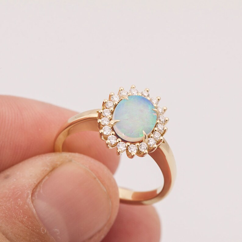 Australian Opal Engagement Ring Diana Opal Ring Unique Etsy