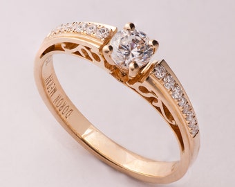 Antique Engagement Ring, Antique Ring, Gold and Diamond engagement ring, diamond ring, unique engagement ring, Vintage ring, solitaire ring