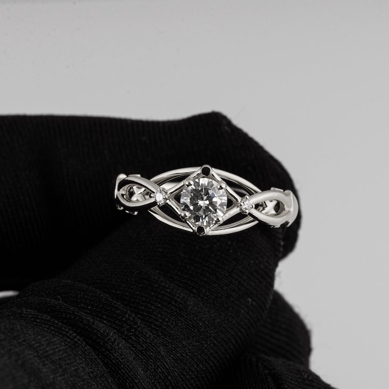 Celtic Engagement Ring, Platinum engagement ring, Unique diamond ring, unique engagement ring, Knot ring, solitaire ring image 9