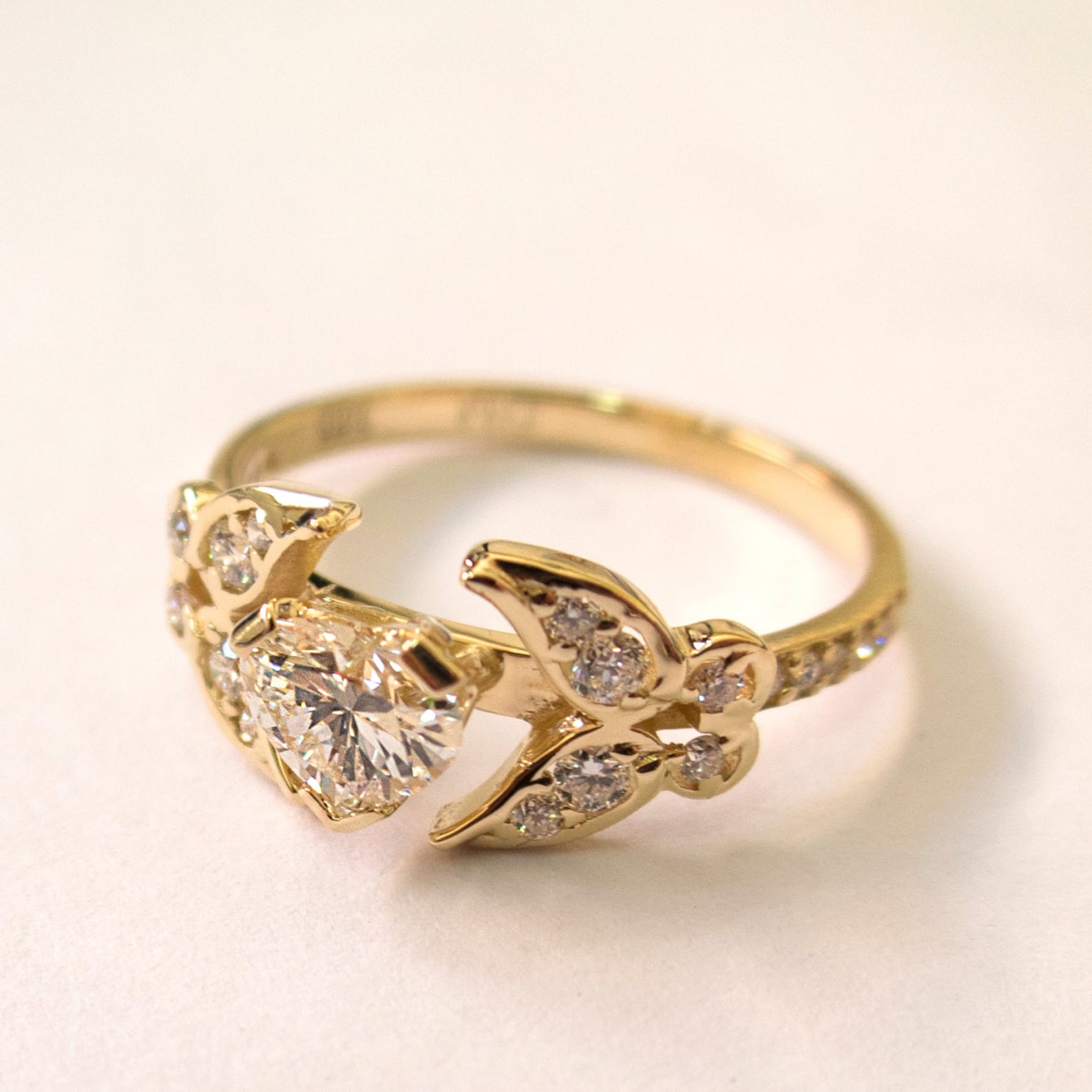 Butterfly Engagement Ring 14K Gold and Diamond Engagement Etsy