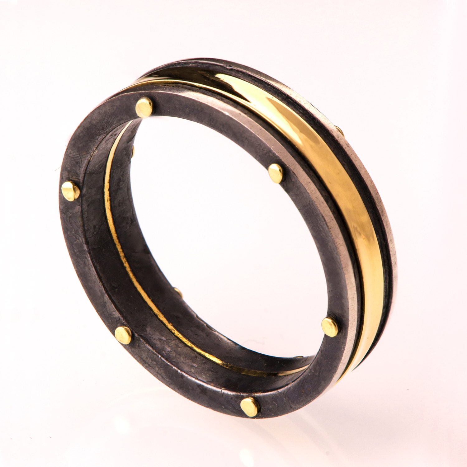 Men's Wedding Band, Gold and Silver Wedding band, Wedding ring, black and gold ring, gold wedding band, Mens engagement ring, mens ring,1
