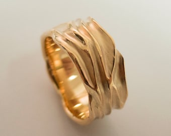 Solid 14k Rose Gold Dunes Wide Wedding Band