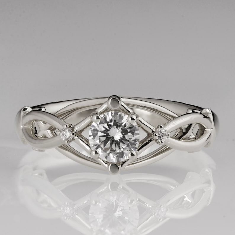 Celtic Engagement Ring, Platinum engagement ring, Unique diamond ring, unique engagement ring, Knot ring, solitaire ring image 2