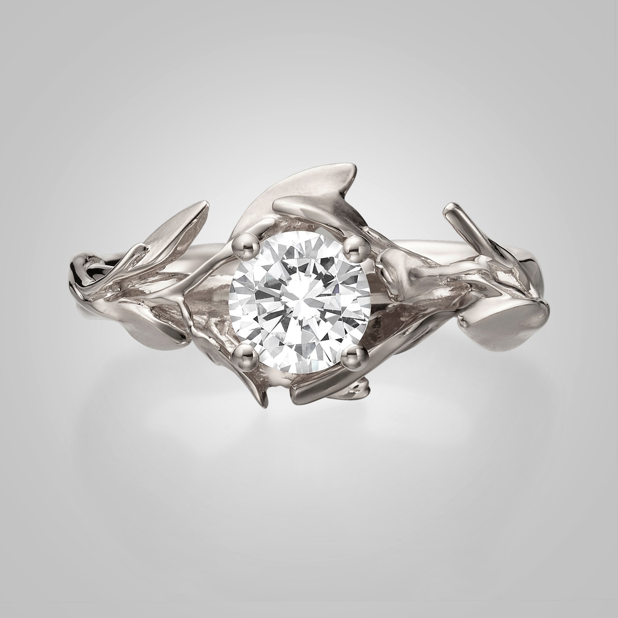 Leaves Engagement Ring Platinum engagement ring unique
