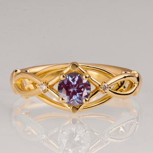 Alexandrite engagement ring, Alexandrite ring, celtic Alexandrite ring, three stone ring
