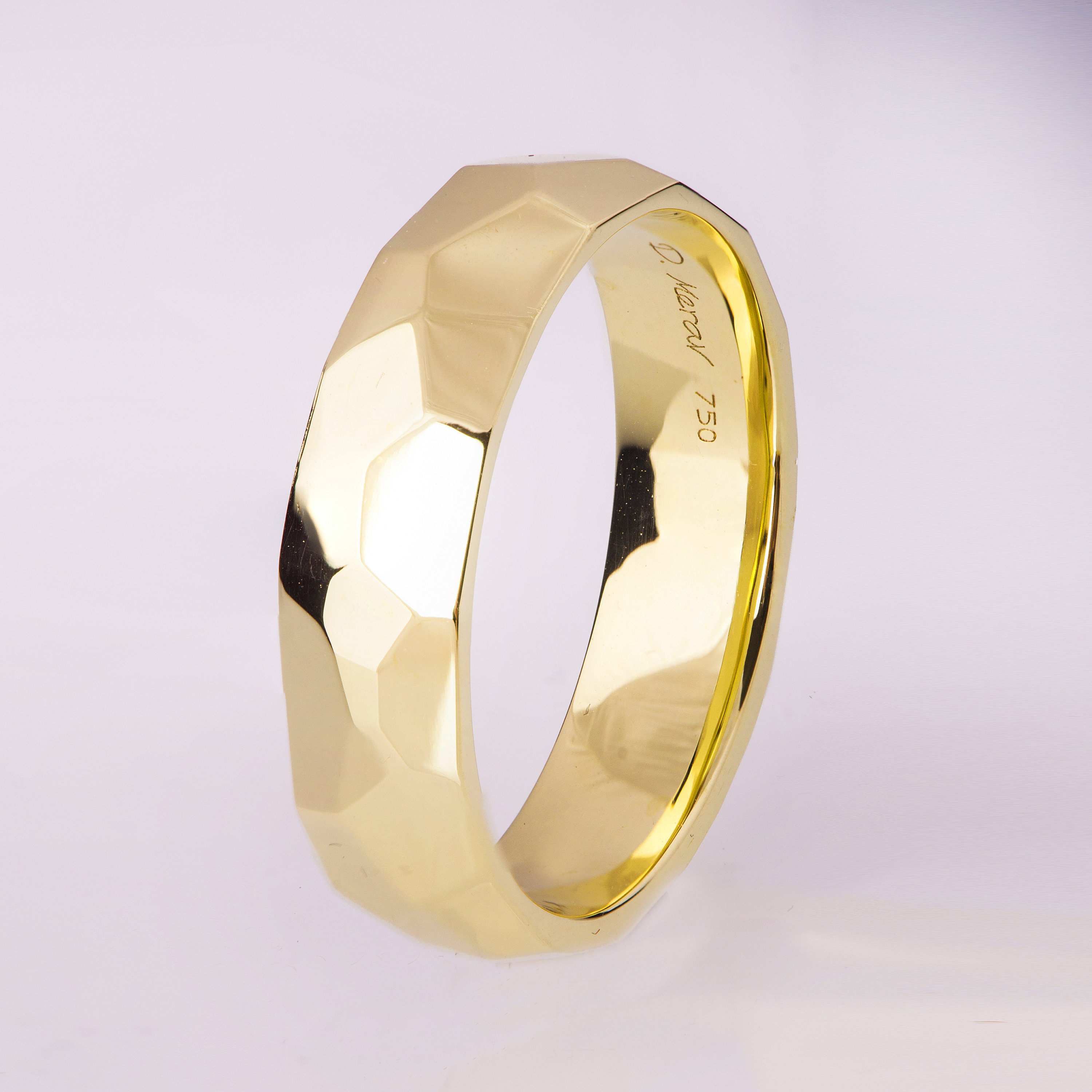 Men's 10k White Gold Hammered Wedding Band - 9mm Wide, Solid Gold, Handcrafted In USA (Size 14.5)