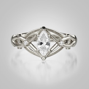 Celtic Engagement Ring, Platinum engagement ring, Marquise cut diamond ring, unique engagement ring, Knot ring, solitaire ring, ENG9