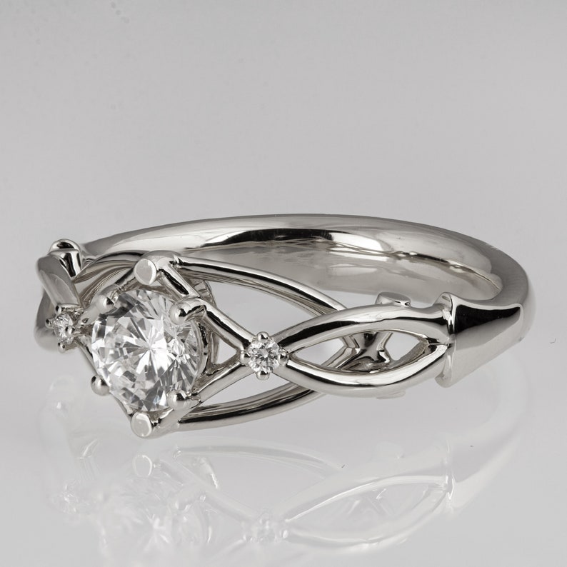 Celtic Engagement Ring, Platinum engagement ring, Unique diamond ring, unique engagement ring, Knot ring, solitaire ring image 4