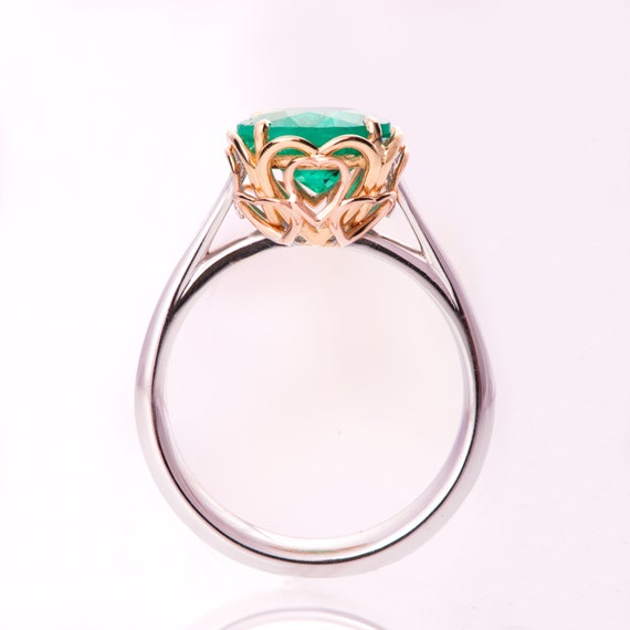Pierścionek Zaręczynowy Serca 18k Złota I Szmaragd Etsy