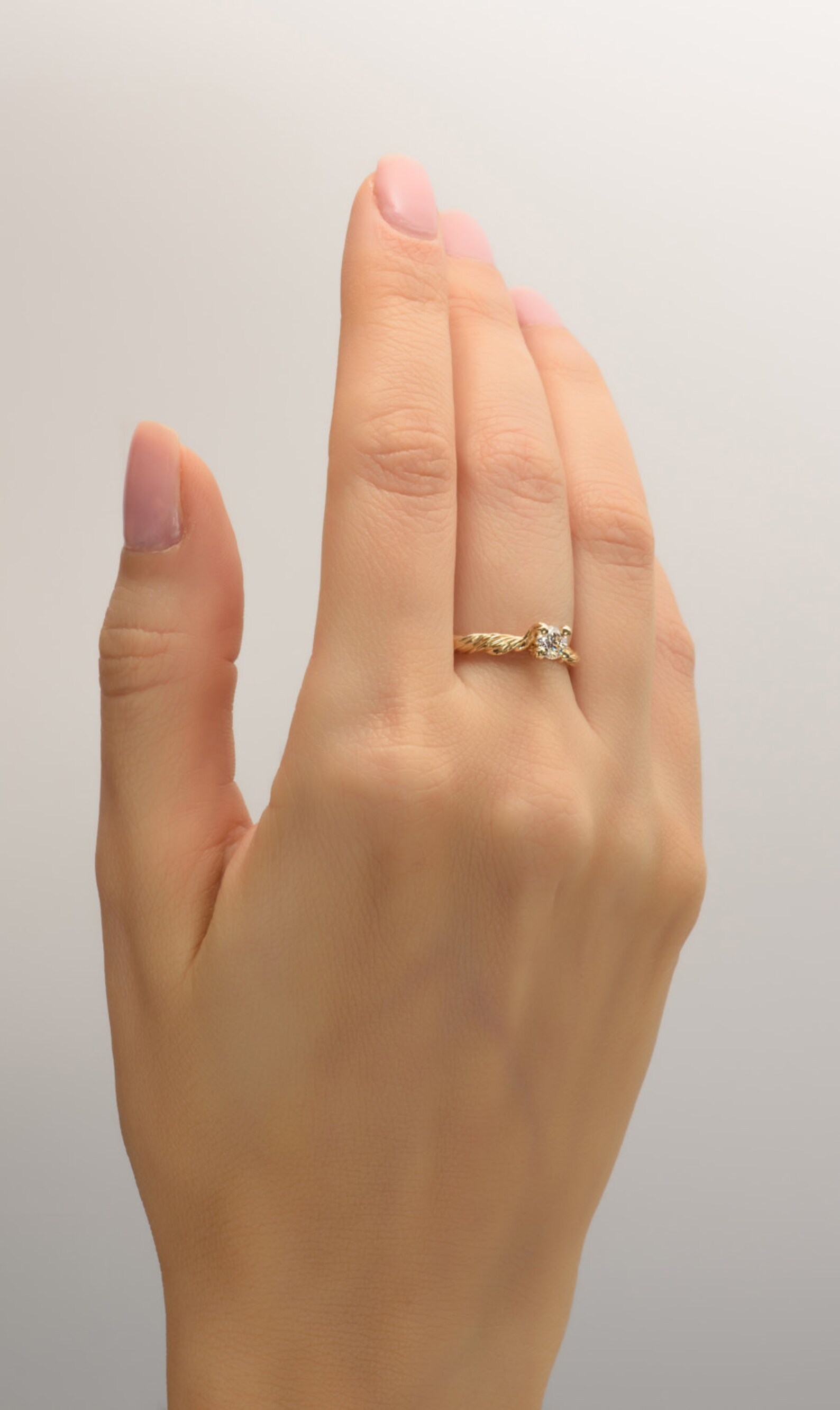 Twig Engagement Ring 14K Rose Gold and Diamond Engagement | Etsy