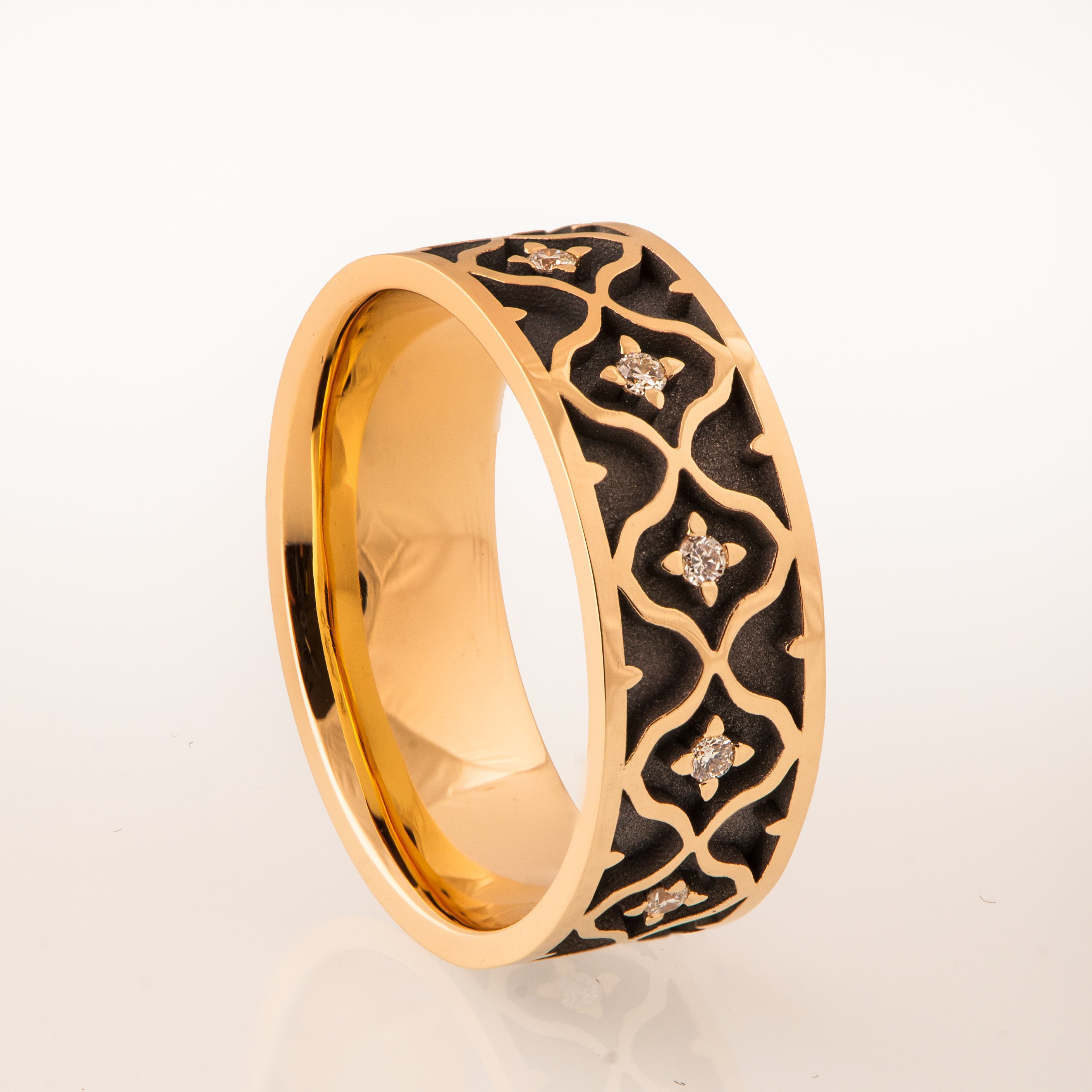 Black Wedding Band Black and Gold Diamonds Band Etsy