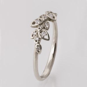 Petal ring, Leaves Engagement Ring, 14K White Gold and Diamond engagement ring, engagement ring, leaf ring, filigree, antique, vintage, 11 image 2