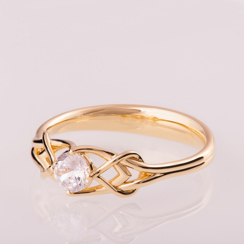 Celtic Engagement Ring 14K Gold and Diamond Engagement Ring Etsy