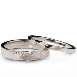 Platinum His and Hers Wedding Rings, His and Hers Mobius Wedding Band set, His and Hers Mobius Wedding Rings Set
