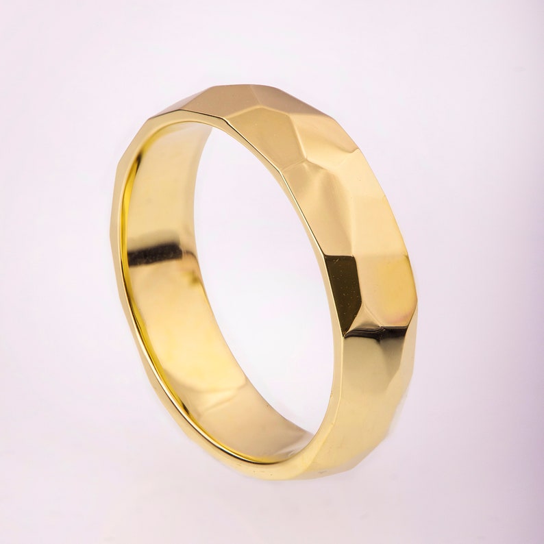 Mens Hammered Wedding Band 14K Gold Wedding Band 14K Gold ...