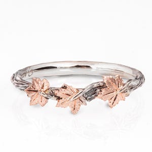 Handmade 14k Rose Gold Maple Leaf Twig Wedding Ring
