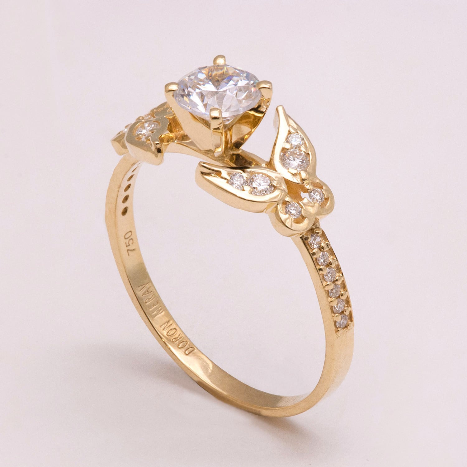 Butterfly Engagement Ring 14K Gold and Diamond Engagement - Etsy UK