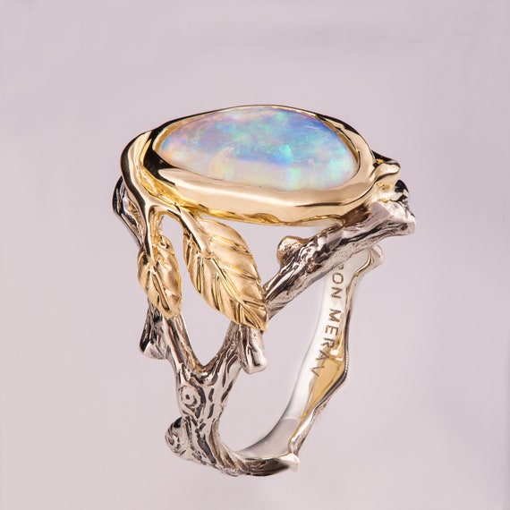 Twig and Leaf Engagement Ring Opal Engagement Ring Unique