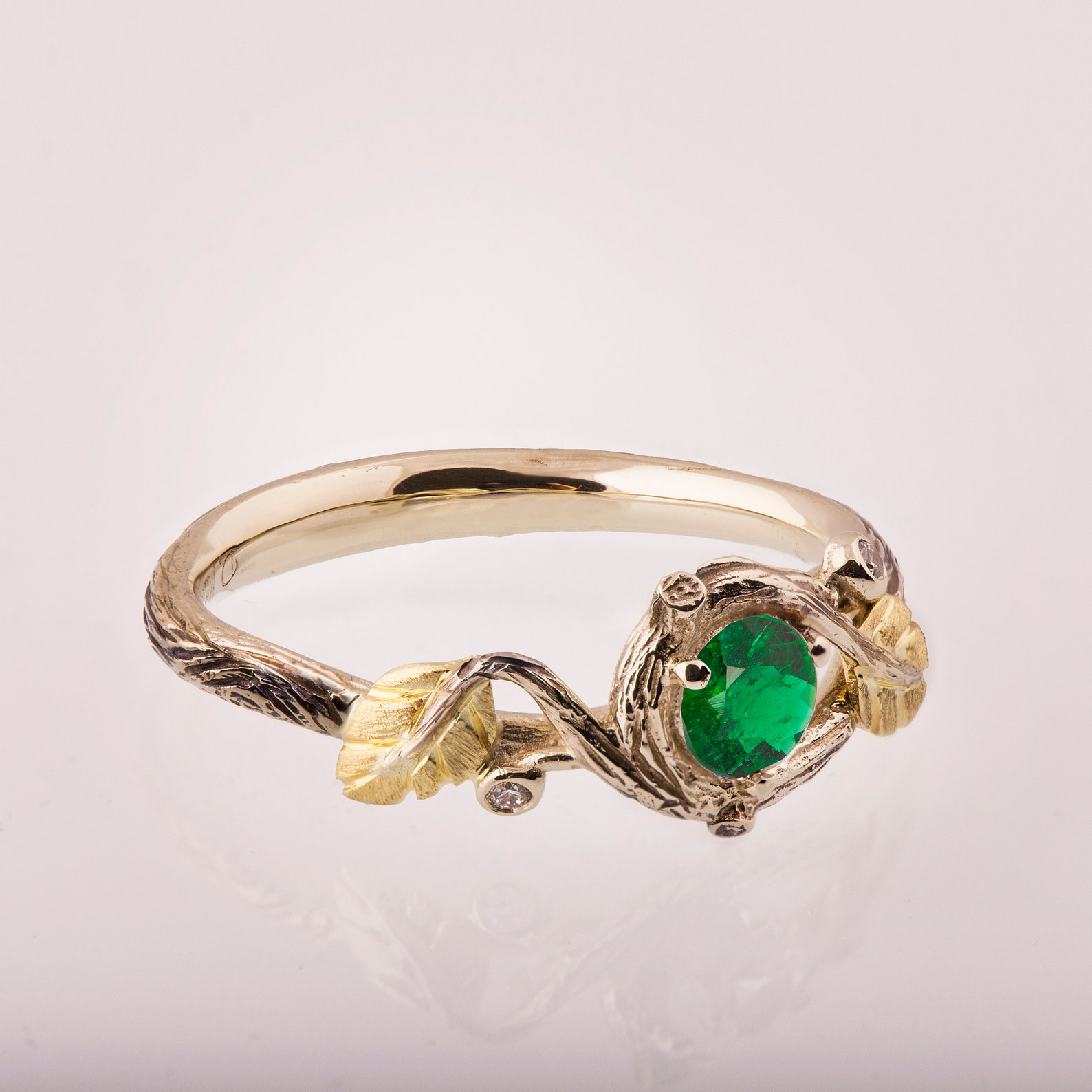 Twig and Leaf Engagement Ring Twig Engagement Ring Emerald - Etsy