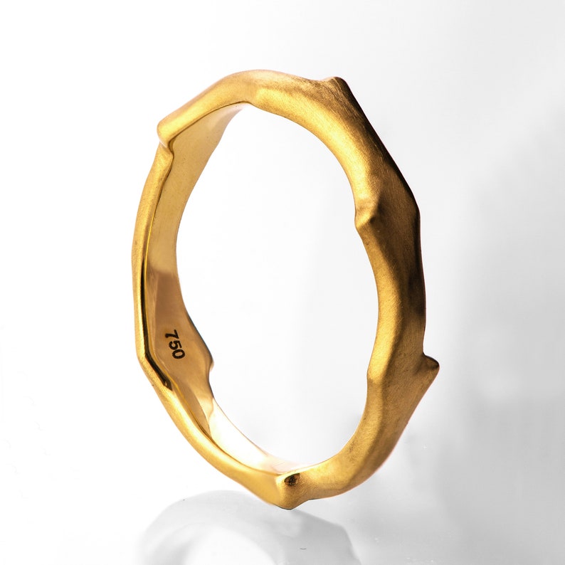 Twig Ring, 14K Gold Ring, unisex ring, wedding ring, wedding band, leaf ring, filigree, antique, art nouveau, vintage, bark ring, wood image 3