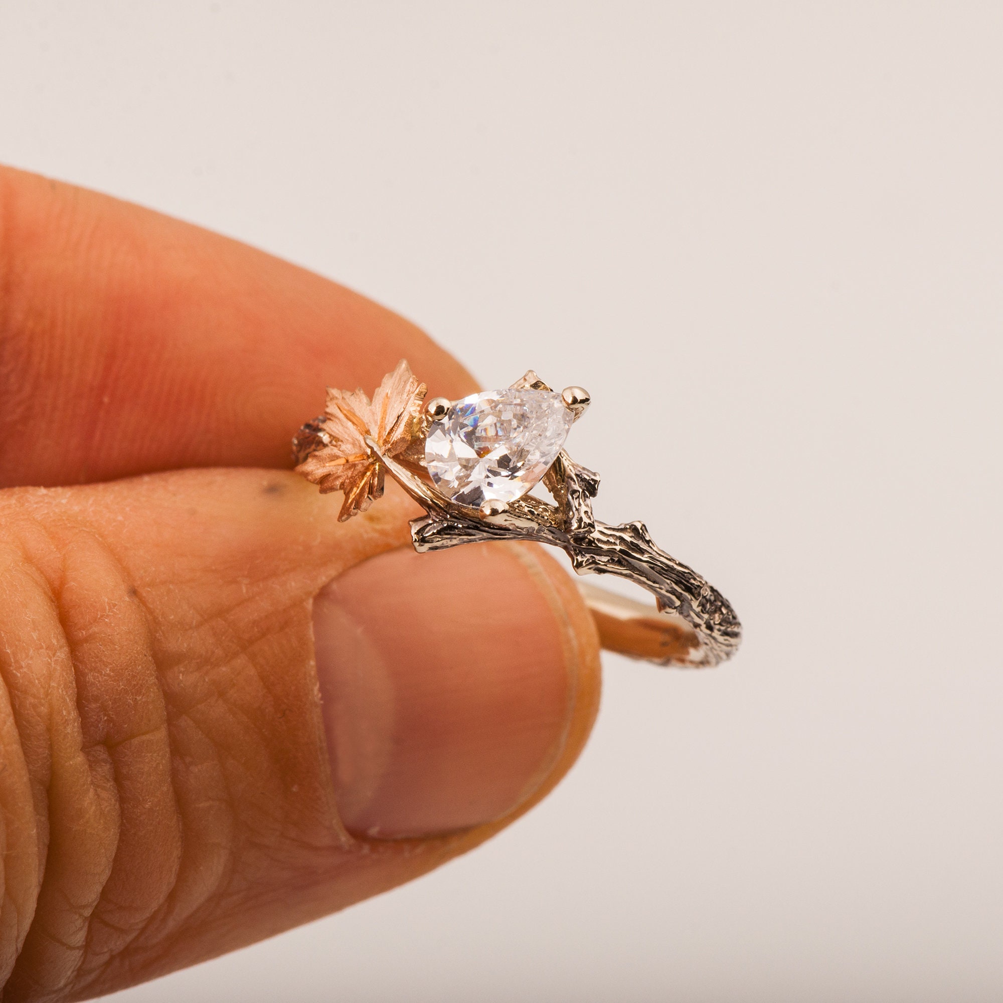 Twig and Leaf Engagement Ring Twig Engagement Ring Two Tone | Etsy