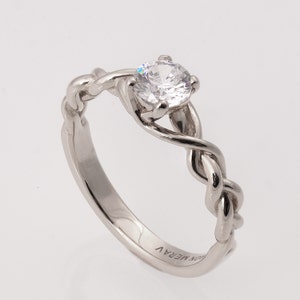 Braided Engagement Ring, White Gold and Diamond engagement ring, Celtic engagement ring