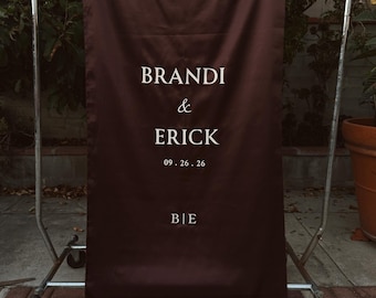 Letrero de bienvenida de tela / Satén de poliéster