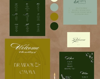 Conjunto de letreros modernos para bodas / Plantillas editables de Canva (Descarga digital)