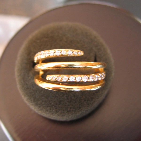 GOLD Multi-Band und CUBIC ZIRKONIA Ring Größe L