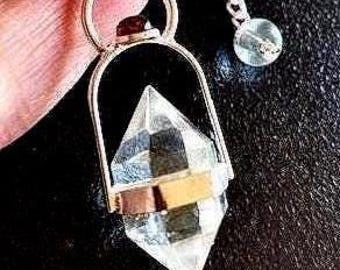 HERKIMER (Medium) DIAMANT und GRANAT Pendel in Silber