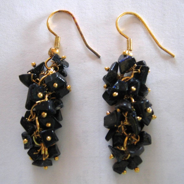 GEMSTONE CHIP Earrings with GOLD wires Different Gems