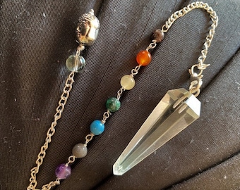 Clear QUARTZ CHAKRA PENDULUM