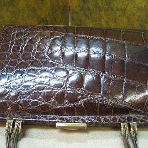 BROWN ALLIGATOR SKIN Vintage Handbag in Excellent Condition image 3