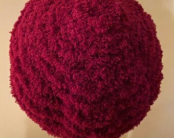 BERET Warm and Soft BURGUNDY CHENILLE and Wool Knitted