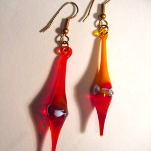 LAMPWORK RED GLASS Earrings Artist Design Original One Only image 2