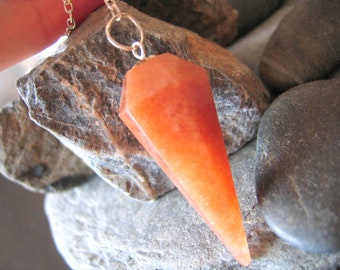 RED AVENTURINE PENDULUM on Silver Chain