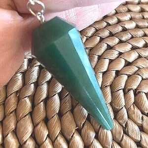DARK Green JADE PENDULUM Multifaceted Dowsing Tool