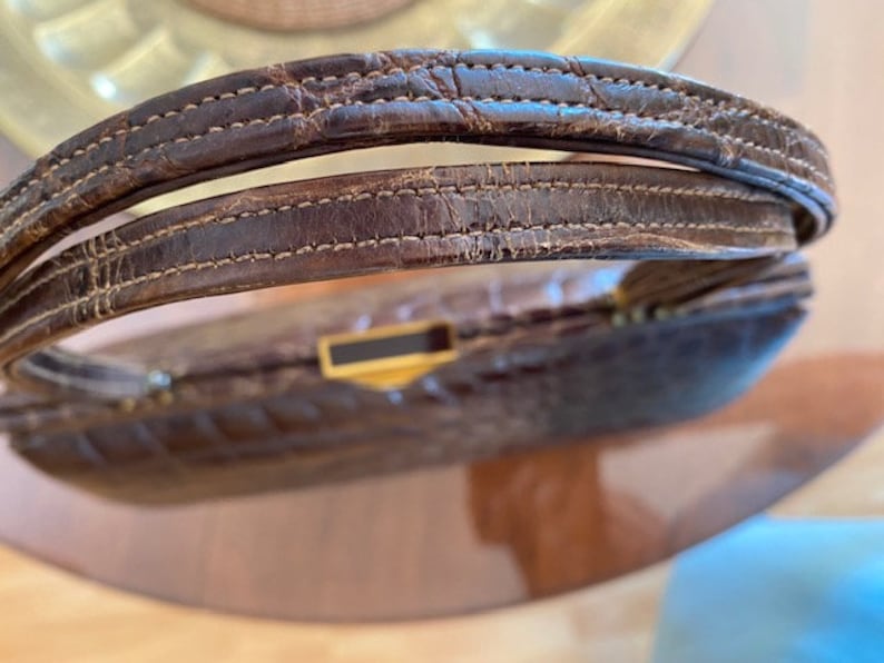 BROWN ALLIGATOR SKIN Vintage Handbag in Excellent Condition image 7