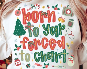 Christmas nurse png, Born To Yap Forced To Chart Png, Nurse Coquette Christmas Png, Christmas Png, Retro Christmas Png, Nurse png
