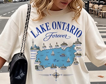 Comfort Colors® Lake Ontario Tee, Anti Trump Shirt, Lake Ontario Great Lake Tee, Great Lakes Sunset Graphic T-Shirt, Lake Ontario Forever