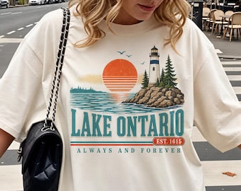 Comfort Colors® Lake Ontario Tee, Anti Trump Shirt, Lake Ontario Great Lake Tee, Great Lakes Sunset Graphic T-Shirt, Lake Ontario Forever