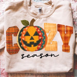Cozy Season Embroidery png, Fall Coquette png, Floral Pumpkin Patchwork png, Fall png, Fall Girly png, Autumn png, Cozy Season