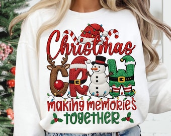 Latch Hook Yarn Crochet Christmas Crew PNG, Matching Family Christmas Faux Yarn Png, Santa Reindeer Letters PNG, Festive Holiday Snowman Png